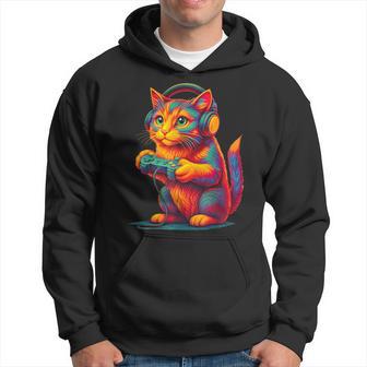 Katze Zocker Lustigeideospiele Gamer Cat Lustig Gaming Kapuzenpullover - Geschenkecke