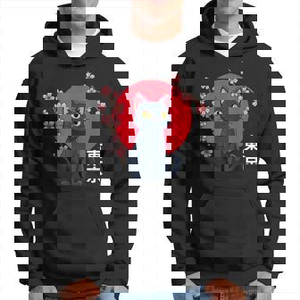 Kawaii Japonais Chat Noir Et Fleurs De Cerisier Tokyo Japon Sweat à capuche - Cadeauxyz