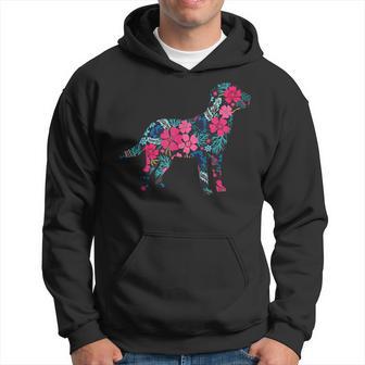 Labrador Blume Lustige Hunde-Silhouette Tropische Blumen Geschenke Kapuzenpullover - Geschenkecke