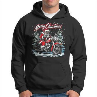 Lustiges Outfit Für Partner Weihnachten Hässlicher Weihnachtsmann Biker Motorrad Nikolaus Kapuzenpullover - Geschenkecke