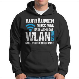 Nager Gamer Geek Gamen Frau Mann Aufräumen Erst Wenn Wlan-Signal Nicht Mehr Durchkommt -Erwachsene Chwarz Klein Eu 405 Crew-Ausschnitt Kurzarm Klassisch Casual Gaming Kapuzenpullover - Geschenkecke