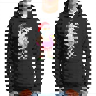 Noël En Juillet Fête De Piscine Père Noël Flamant Rose Flottant Été Sweat à capuche - Cadeauxyz