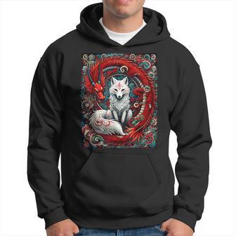 Renard Mystique Japonais À Neuf Queues Kitsune Dragon Renards Sweat à capuche - Cadeauxyz
