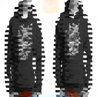 Renard Tête De Renard Chasseur Cadeau Animal Blanc Noir Sweat à capuche - Cadeauxyz