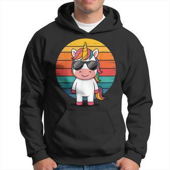 Retro Einhorn Mitonnenbrille Einhornintagetyle Kapuzenpullover - Geschenkecke