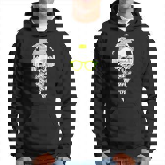 Tête De Mort Avec Barbe Hipster Chapeau Et Casque Musique Sweat à capuche - Cadeauxyz