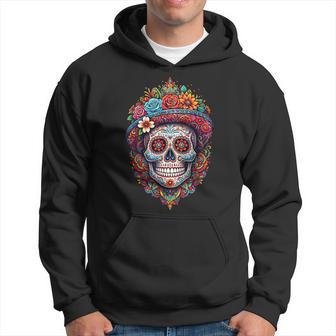Tête De Mort Mexicaineugarkull Dia De Los Muertos Fleurs Sweat à capuche - Cadeauxyz