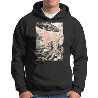 Vintage Tintenfisch Oktopus Ufo Uap Alien Motiv Kraken Kapuzenpullover - Geschenkecke