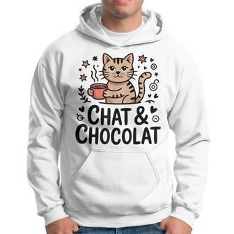 Chat & Chocolat Humour Félin Boisson Chaude Détente Sweat à capuche - Cadeauxyz