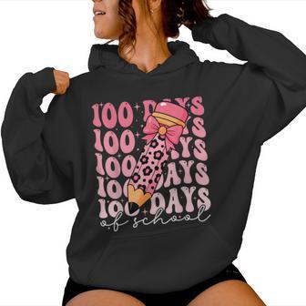 100 Days Of School Pink Preppy 100Th Day Of School Girls Women Hoodie - Thegiftio UK