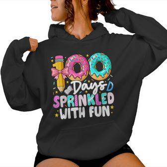 100 Days Sprinkled With Fun Donut 100Th Day Of School Girls Women Hoodie - Thegiftio UK