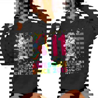 11 Years Old Unicorn Dabbing 11Th Birthday Girl Party Women Hoodie | Seseable UK