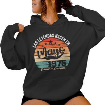 50 Años Cumpleaños Las Leyendas Nacen En Mayo De 1975 Cuello Sudadera con capucha para mujer - Regaloses