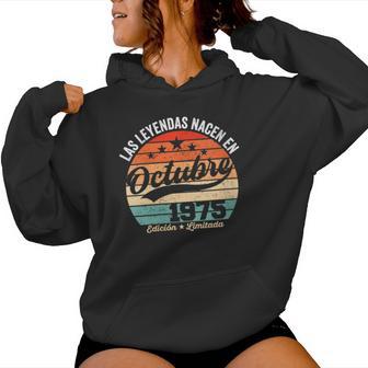 50 Años Cumpleaños Las Leyendas Nacen En Octubre De 1975 Cuello Sudadera con capucha para mujer - Regaloses