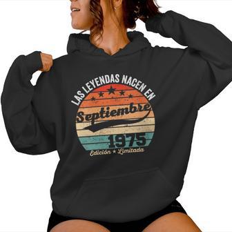 50 Años Cumpleaños Las Leyendas Nacen Eneptiembre De 1975 Cuello Sudadera con capucha para mujer - Regaloses