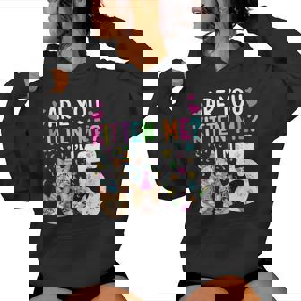 5Th Cat Birthday Party 5 Year Old Girl Kitten Birthday Women Hoodie | Mazezy