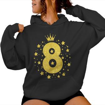 8 Gelbe Krone 8 Jahre Alt Happy 8Th Birthday Mädchen Frauen Kapuzenpullover für Damen - Geschenkecke