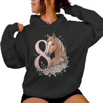 8Th Birthday Horse Girl 8 Years Old Girl Horses Women Hoodie - Thegiftio UK