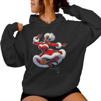 African Santa Wife Dancing African American Christmas Women Hoodie | Mazezy