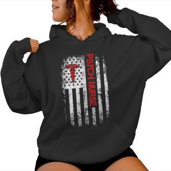 American Flag Psychiatric Nurse Rn Mental Health Psych Nurse Women Hoodie - Thegiftio UK