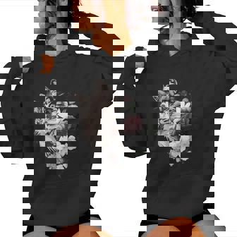 Beau Chatibérien Avec Des Fleurs Floral Sweat à capuche femme - Cadeauxyz