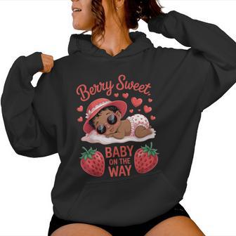 Berry Sweet Baby On The Way Baby Shower Black Girl Women Hoodie | Seseable UK