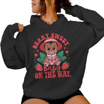 Berry Sweet Baby On The Way Baby Shower Black Girl Women Hoodie - Thegiftio