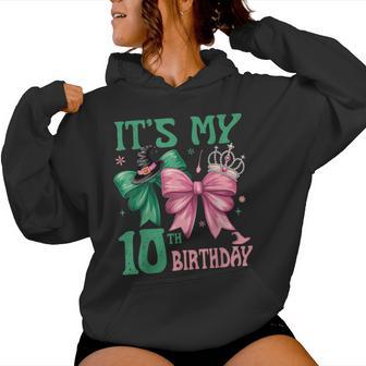 Birthday Girl It's My 10Th Birthday Witch Pink And Green Women Hoodie - Monsterry