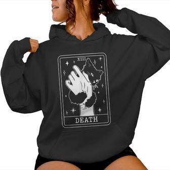 Black Cat Tarot Death Halloween Witchy Cat Lover Women Women Hoodie - Monsterry