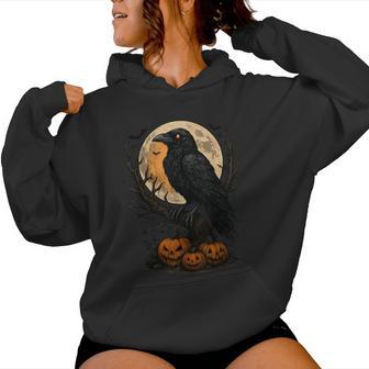 Black Crow Black Bird Moon & Halloween Raven Women Hoodie - Thegiftio UK