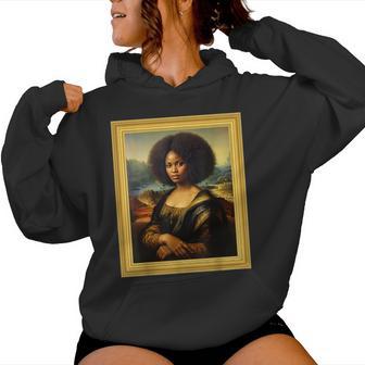 Black Mona Lisa Afro Queen African Woman Black History Month Women Hoodie - Monsterry