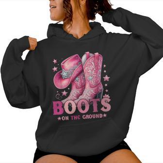 Boots On The Ground Western Cowgirl Hat Boots Girls Women Women Hoodie - Thegiftio UK