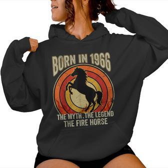 Born In 1966 The Myth The Legend The Fire Horse Retro 60Th Women Hoodie - Thegiftio