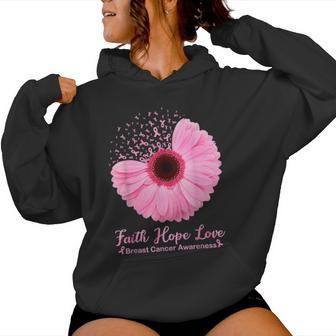 Cáncer De Mama Conciencia Fe Esperanza Amor Margarita Flor Rosa Sudadera con capucha para mujer - Regaloses