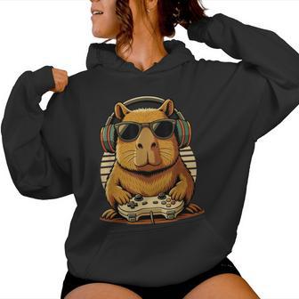 Capybara Gaming Gamer Konsolenspieler Jungs Mädchen Retro Kapuzenpullover für Damen - Geschenkecke