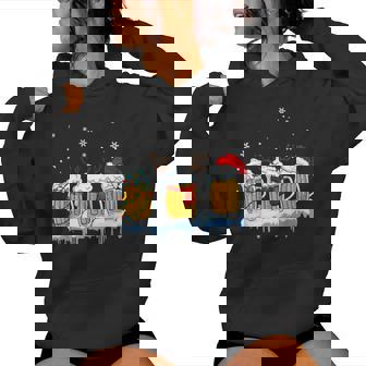 Cerveza Taza De Navidadanta Reinbeer Pijama De Luces De Manga Larga Sudadera con capucha para mujer - Regaloses