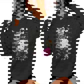 Chat Avec Roses Et Papillons Pour Motif Floral Sweat à capuche femme - Cadeauxyz