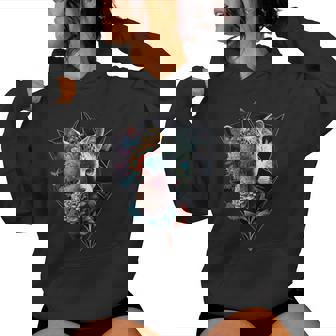 Chat Yeux Bleu Mandala Animal Fleurs Chat Sweat à capuche femme - Cadeauxyz