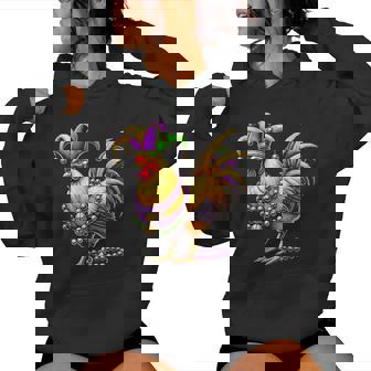 Chicken Beads Mardi Gras Carnival Farming Farmer Animal Women Hoodie - Monsterry