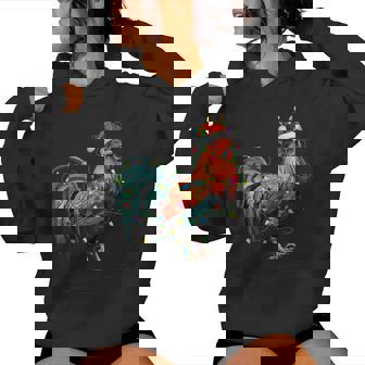 Chicken Santa Christmas Tree Lighting Xmas Women Hoodie | Mazezy