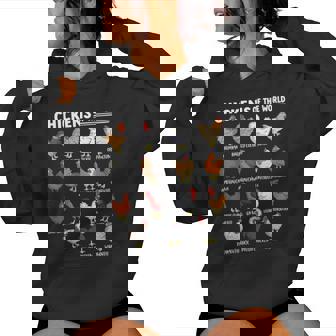 Chickens Of The World Farm Animal Lover Educational Chicken Women Hoodie - Monsterry