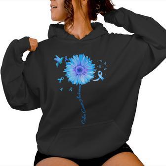 Colon Cancer Awareness Colorectal Blue Ribbon Sunflower Women Hoodie - Thegiftio UK