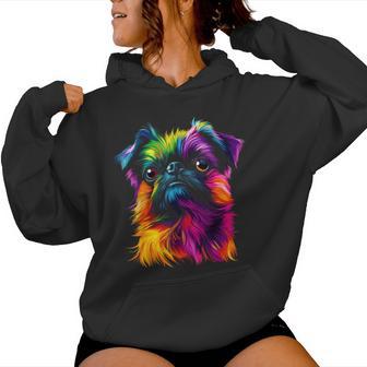 Colorful Brussels Griffon Face Dog Lover Black Women Hoodie - Thegiftio UK