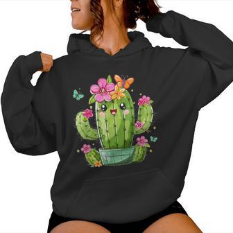 Colorful Cactus With Flowers I Cactus Women Hoodie - Thegiftio UK