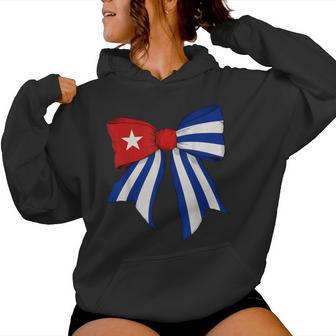 Cuba Cuban Pride Flag Girl Coquette Bow Ribbon Women Hoodie - Monsterry