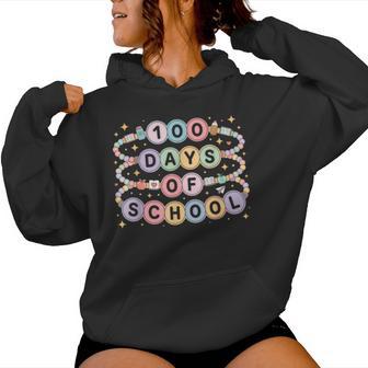 Cute 100 Days Of School Beaded Bracelet Teacher Student Women Hoodie | Mazezy