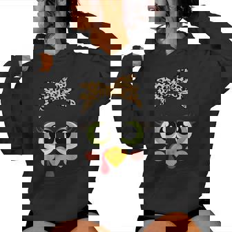 Cute Thanksgiving Turkey Face Leopard Glasses Girls Women Hoodie | Seseable FR