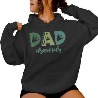 Dad Asaurus Dinosaur Birthday Mom Dad Birthday Boy T-Rex Women Hoodie - Monsterry