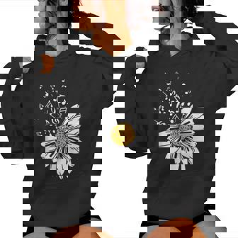 Daisy Flower Music Notes Clef Teacher Musicians Music Lover Women Hoodie - Thegiftio