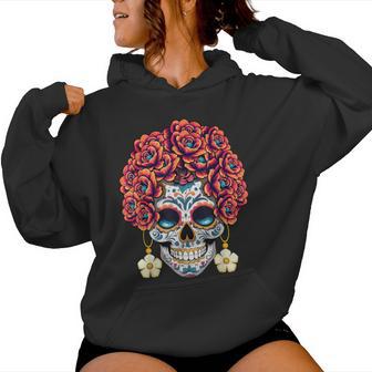 Dia De Los Muertosquelette Floral Coloré Jour Des Morts Sweat à capuche femme - Cadeauxyz